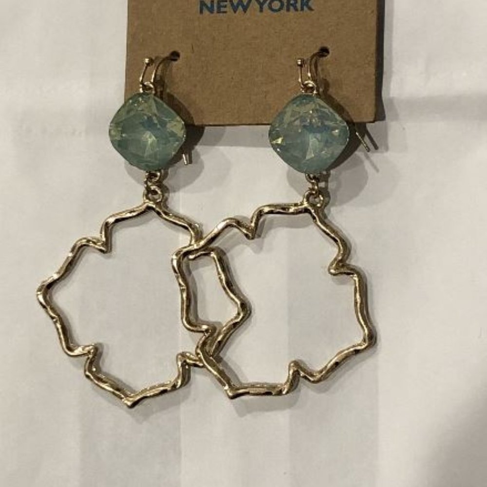 Gold & Aqua Stone Earrings